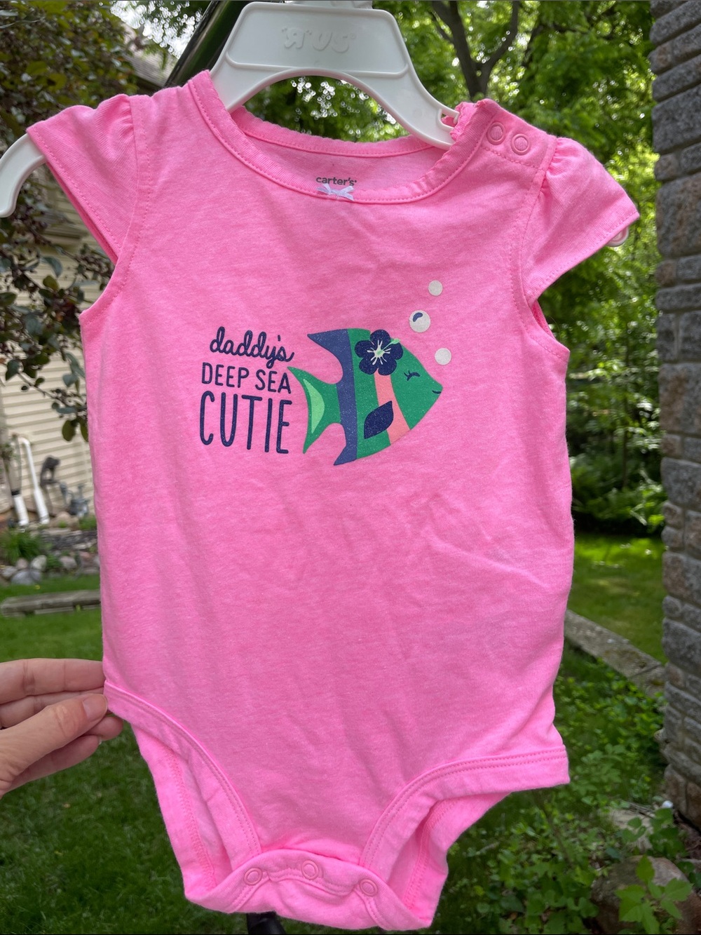 Carter's Pink Baby Onesie with Fish Graphic